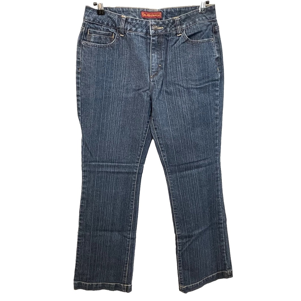 Hillard & Hanson Women's 10 Bootcut Denim Five‎ Pocket Embroidered Jeans Pants